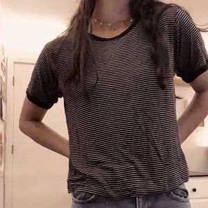 Black and white stripe ringer tee